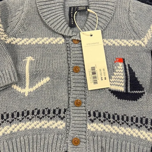 Janie and Jack Sailboat cardigan - Picture 3 of 4